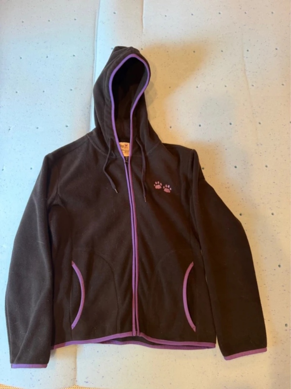 Black and Purple Paw Print Fleece Zip Up Hoodie/Jacket